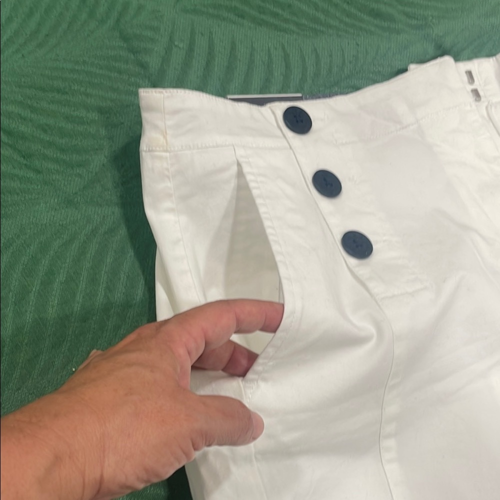 Nautica White High Waist Shorts Tailored Cotton Blend - Picture 10 of 10